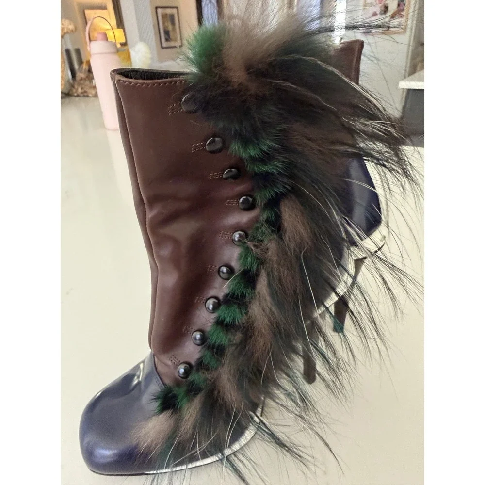Fendi Couture Karl Lagerfeld Feather Runway Ankle Boots Booties 36 6 5.5 - Picture 15 of 15